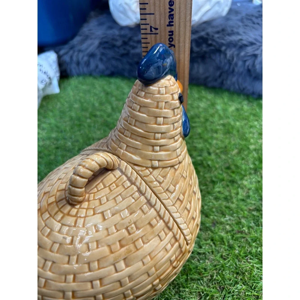 Ceramic‎ Chicken Basket Weave Lidded Jar Figurine Kitchen Decor Farmhouse